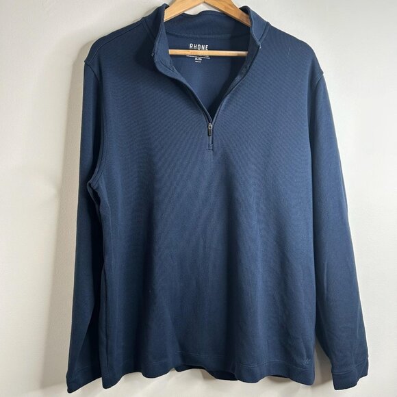 Rhone Commuter1/4 Zip Sweater Mens XL Blue Knit Pullover Mock Neck Athleisure - Picture 1 of 8